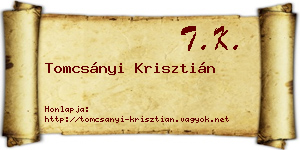 Tomcsányi Krisztián névjegykártya